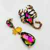 Earrings Big Green AB Lobster | Gold - muze-earrings.com