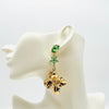 Earrings Frog Green Flower | Gold - muze-earrings.com