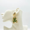 Earrings Frog Green Flower | Gold - muze-earrings.com