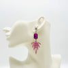 Earrings Fuchsia Pink Floral | Silver - muze-earrings.com