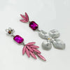 Earrings Fuchsia Pink Floral | Silver - muze-earrings.com