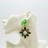 Earrings Green Flower Glam | Gold - muze-earrings.com