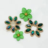 Earrings Green Flower Glam | Gold - muze-earrings.com