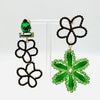 Earrings Green Strass Flowers | Gold - muze-earrings.com