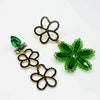 Earrings Green Strass Flowers | Gold - muze-earrings.com