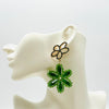 Earrings Green Strass Flowers | Gold - muze-earrings.com