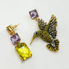 Earrings Lilac Yellow Hummingbird | Gold - muze-earrings.com