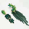 Earrings Long Green Glam | Gold - muze-earrings.com