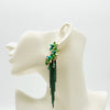 Earrings Long Green Glam | Gold - muze-earrings.com