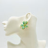 Earrings Mint Green Flower | Gold - muze-earrings.com