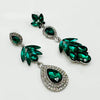 Earrings Green Strass Glam | Silver - Muzesieraden.nl