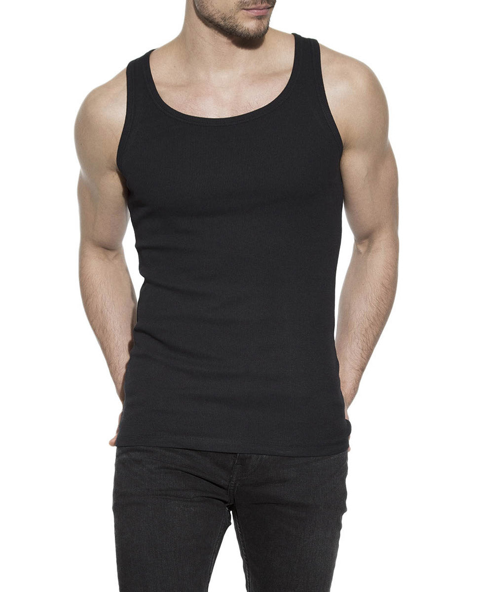 Camiseta sin de canalé algodón negra – 90105-0002 MIRTO