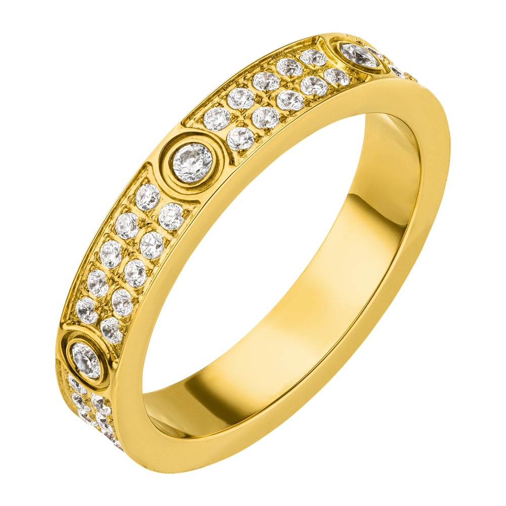 Iced Out Ring Damen 18K vergoldet wasserfest Zirkonia