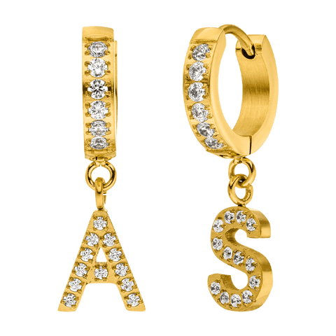 Letter Ohrringe Buchstaben Anhänger wasserfest 18K vergoldet