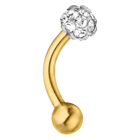 Crystal Ball Rook Piercing Chirurgenstahl 18K vergoldet