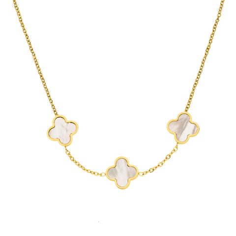 Clover Perlmutt Kette drei 18K vergoldet