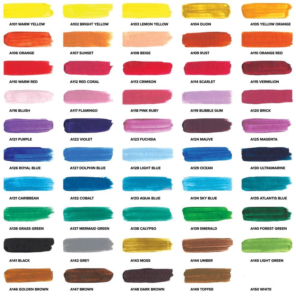 Acrylic Paint Tubes - 50 Colors | GenCrafts