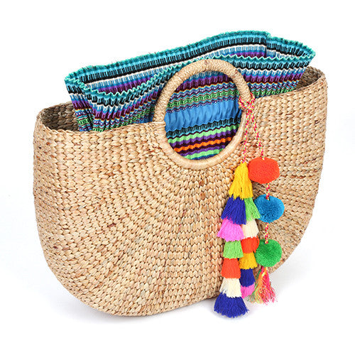 Beach Basket Large Tassel Multi/Blue – JADEtribe