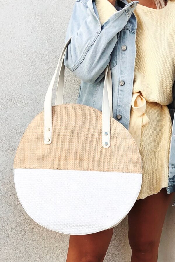 round woven bag