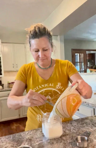 Picture of BBA founder making Grandma Gwennie's non toxic soft scrub form #bbaoldschool series