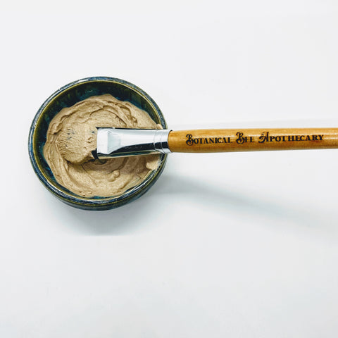 BBA's Exfoliating Facial Mask with a handmade artisan mixing bowl and application brush. Best face mask for glowing skin.