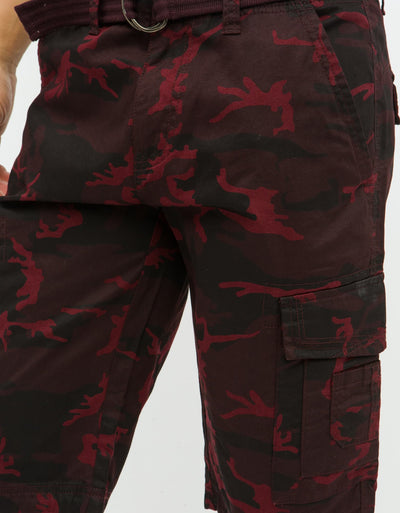 mens burgundy cargo shorts