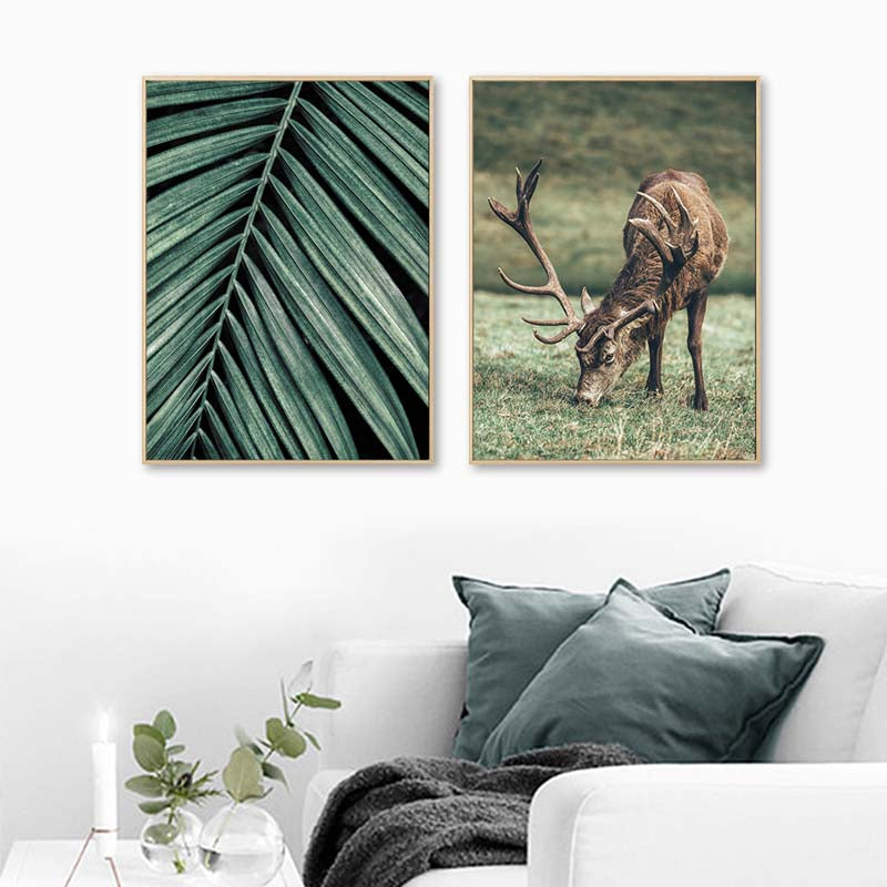 Scandinavian Forest Landscape Wall Art Fine Art Rustic Nordic Nature Tree Rings Deer Canvas Wood Prints Minimalist Pictures For Modern Country Home Decor