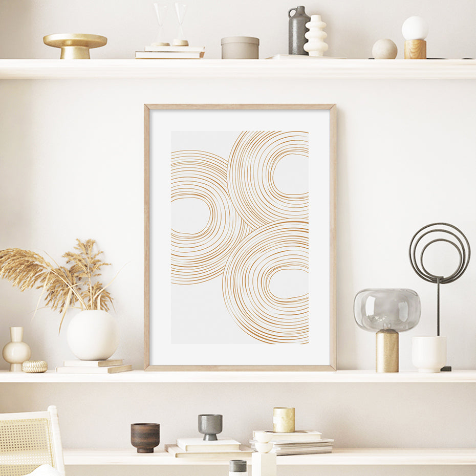 Modern Beige White Minimalist Geometric Linework Wall Art Fine Art Canvas Prints Elegant Pictures For Living Room Home Office Decor