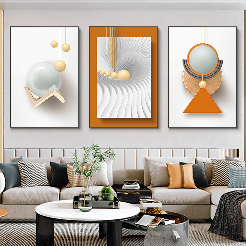 Modern Aesthetics Abstract Triptych Golden Leaf Wall Art Fine Art Canvas Prints Pictures For Living Room Dining Room Home Office Interiors Set of 3