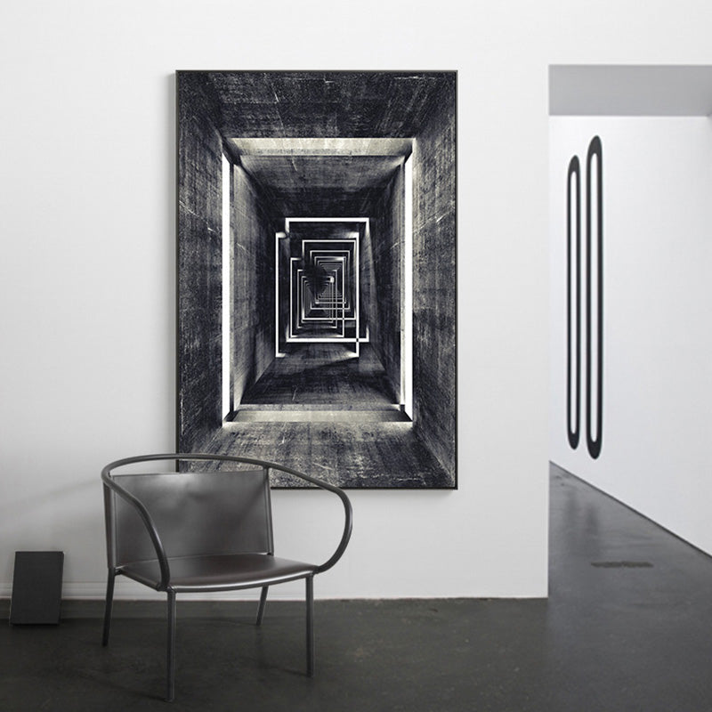 Abstract Architectural Abyss Black And White Wall Art Fine Art Canvas Prints Modern Pictures For Living Room Office Contemporary Home Decor