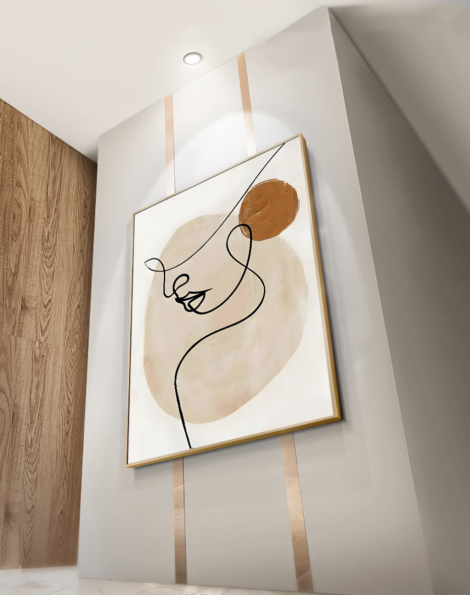 Abstract Beige Terracotta Portrait Line Art Wall Art Fine Art Canvas Prints For Modern Apartment Living Room Dining Room Home Office Decor