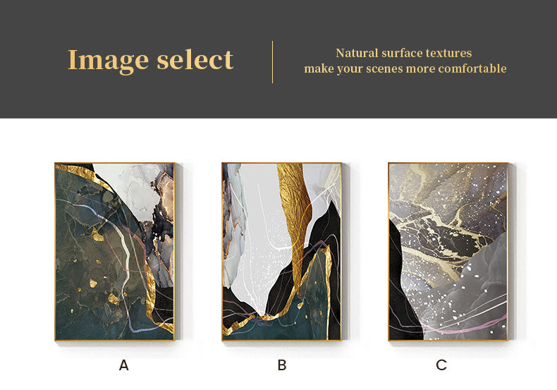 Abstract Liquid Marble Green Golden Gray Wall Art Fine Art Canvas Prints Modern Pictures For Luxury Living Room Dining Room Home Office Decor