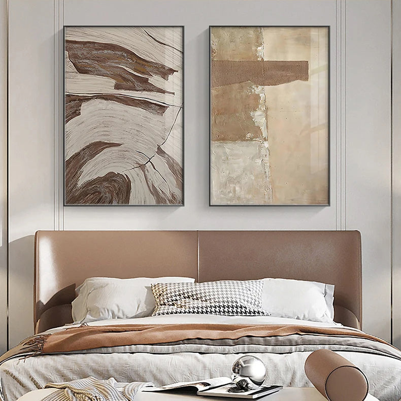 Abstract Minimalist Brown Beige Pictures Canvas Paintings Wall Art Modern Mural Poster Print for Interior Living Room Home Decor