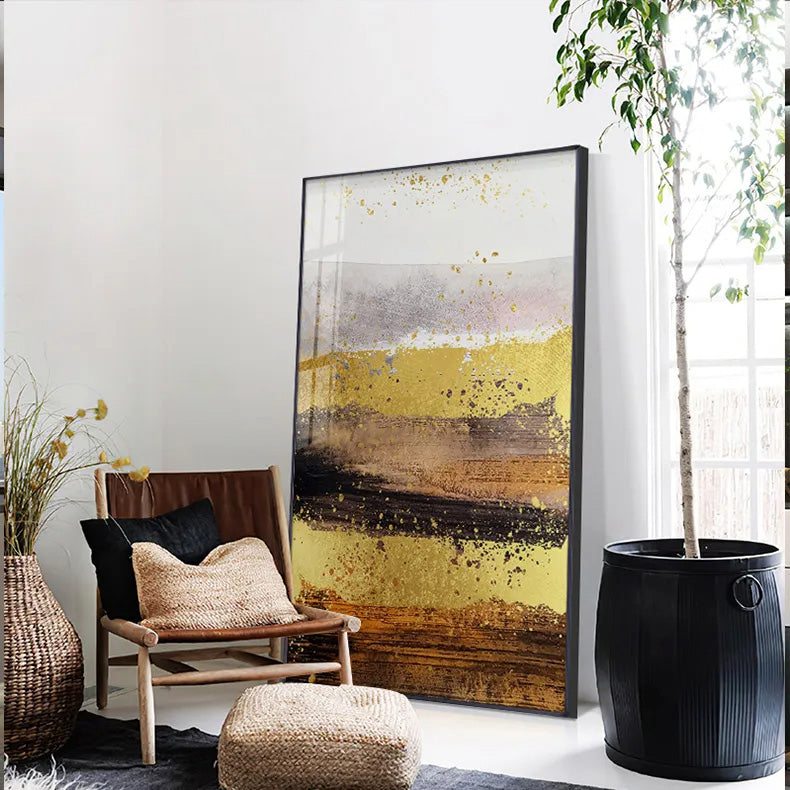 Abstract Nordic Landscape Wall Art Fine Art Canvas Prints Golden Rustic Hues Pictures For Modern Apartment Living Room Contemporary Home Decor