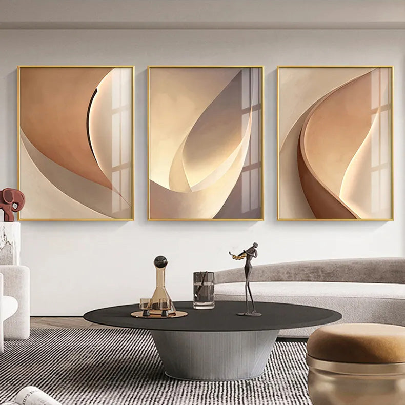 Abstract Terracotta Curves Modern Minimalist Wall Art Fine Art Canvas Prints Pictures For Living Room Hotel Room Contemporary Interior Design