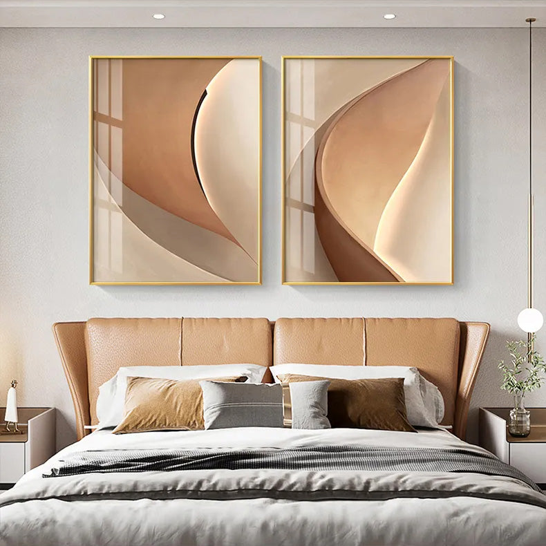 Abstract Terracotta Curves Modern Minimalist Wall Art Fine Art Canvas Prints Pictures For Living Room Hotel Room Contemporary Interior Design