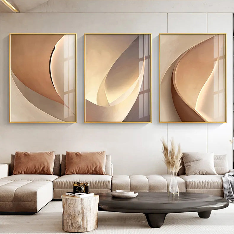 Abstract Terracotta Curves Modern Minimalist Wall Art Fine Art Canvas Prints Pictures For Living Room Hotel Room Contemporary Interior Design