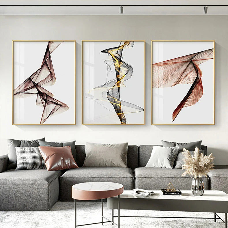 Abstract Twisted Flowing Lines Wall Art Fine Art Canvas Prints Minimalist Pictures For Modern Apartment Living Room Home Office Decor