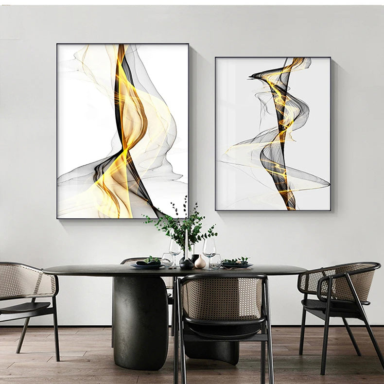 Abstract Twisted Flowing Lines Wall Art Fine Art Canvas Prints Minimalist Pictures For Modern Apartment Living Room Home Office Decor