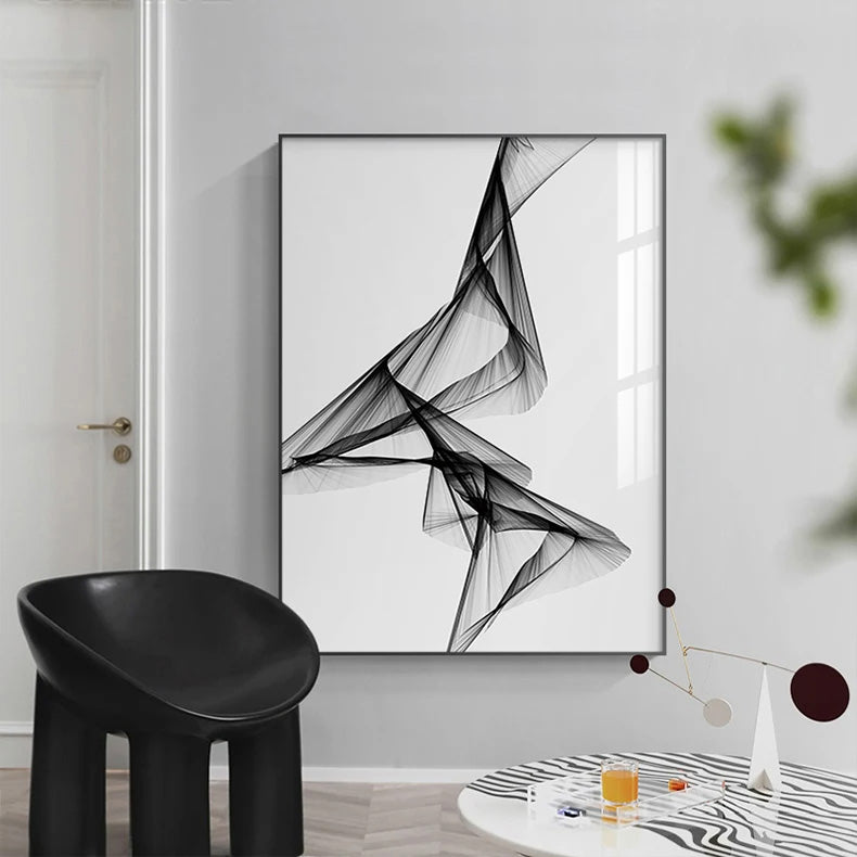 Abstract Twisted Flowing Lines Wall Art Fine Art Canvas Prints Minimalist Pictures For Modern Apartment Living Room Home Office Decor