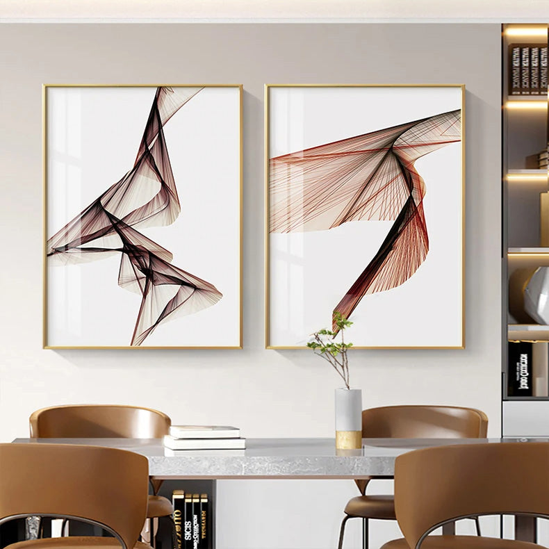 Abstract Twisted Flowing Lines Wall Art Fine Art Canvas Prints Minimalist Pictures For Modern Apartment Living Room Home Office Decor