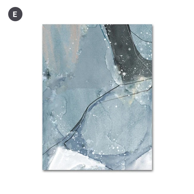 Abstract Blue Black Slate Grey Marble Wall Art Posters Fine Art Canvas Prints Modern Nordic Pictures For Kitchen Bathroom Modern Home Decor