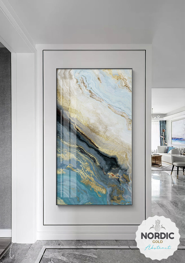 Abstract Blue Golden Marble Design Wall Art Fine Art Canvas Prints Contemporary Pictures For Designer Home Loft Apartment Modern Office Wall Art Decor