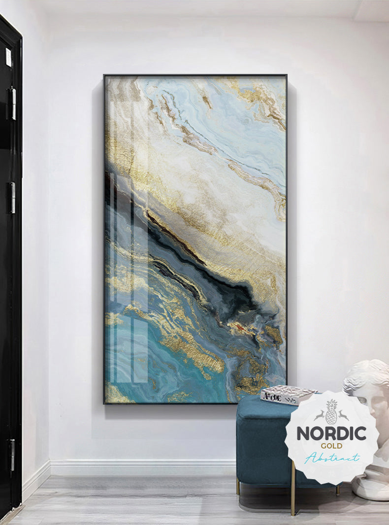 Abstract Blue Golden Marble Design Wall Art Fine Art Canvas Prints Contemporary Pictures For Designer Home Loft Apartment Modern Office Wall Art Decor