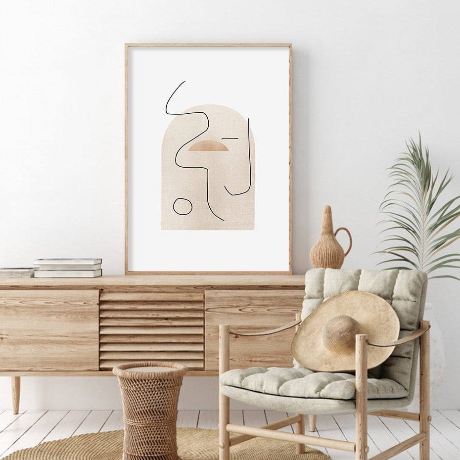 Abstract Boho Wall Art Natural Colors Fine Art Canvas Prints Modern Minimalist Gallery Wall Pictures For Living Room Dining Room Stylish Home Interiors