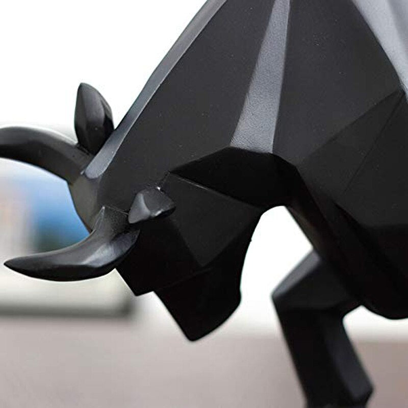 Abstract Bull Statue Sculpture Geometric Wildlife Ornament Modern Symbolic Art Decoration For Desktop Home Office Living Room Nordic Home Decor