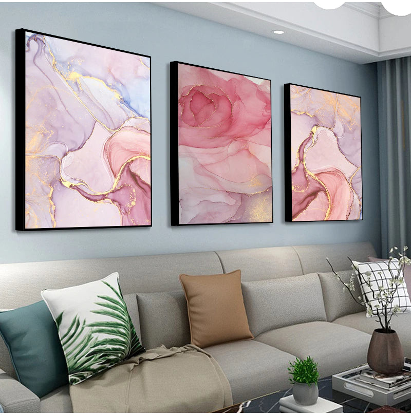 Abstract Colored Agate Marble Print Wall Art Fine Art Canvas Prints Purple Red Pink Hues Pictures For Modern Living Room Bedroom Nordic Home Decor