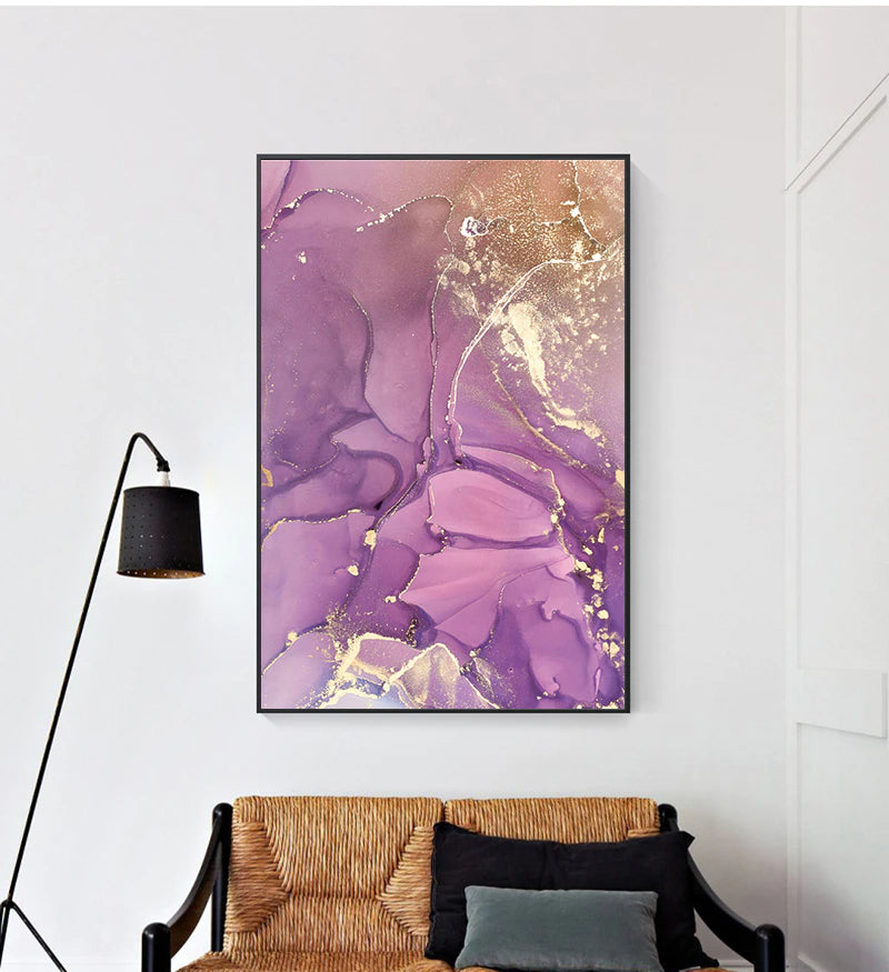 Abstract Colored Agate Marble Print Wall Art Fine Art Canvas Prints Purple Red Pink Hues Pictures For Modern Living Room Bedroom Nordic Home Decor