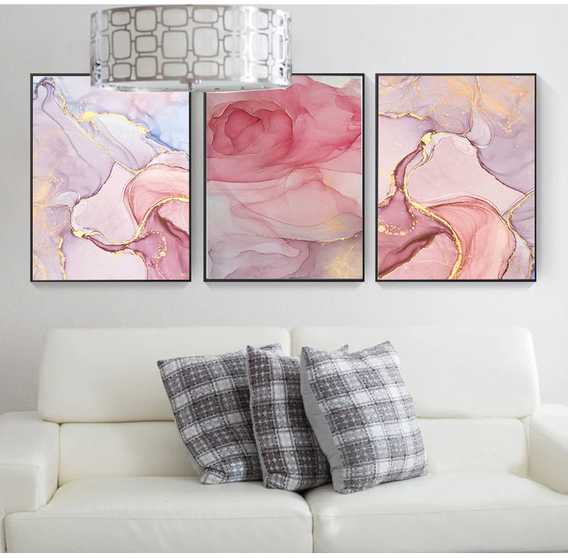 Abstract Colored Agate Marble Print Wall Art Fine Art Canvas Prints Purple Red Pink Hues Pictures For Modern Living Room Bedroom Nordic Home Decor