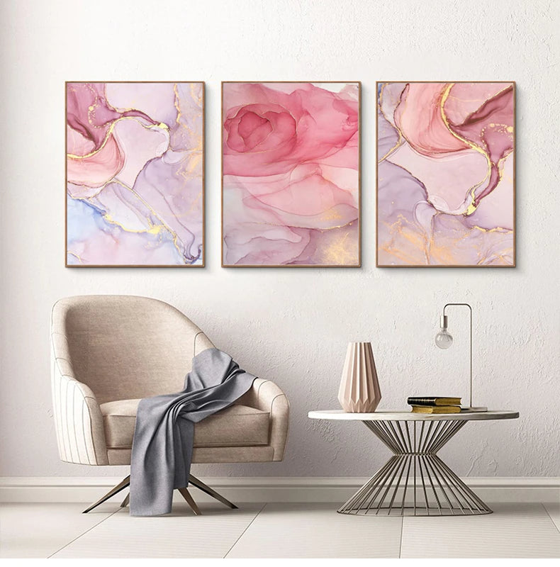 Abstract Colored Agate Marble Print Wall Art Fine Art Canvas Prints Purple Red Pink Hues Pictures For Modern Living Room Bedroom Nordic Home Decor